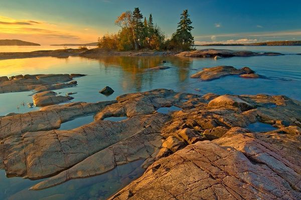 Canada-Ontario-Caron Island and Lake Superior St sunrise-Rossport